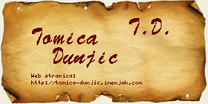Tomica Dunjić vizit kartica